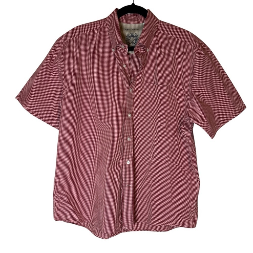 Cutter & Buck Red Checked Short Sleeve Casual Shirt Sz L
